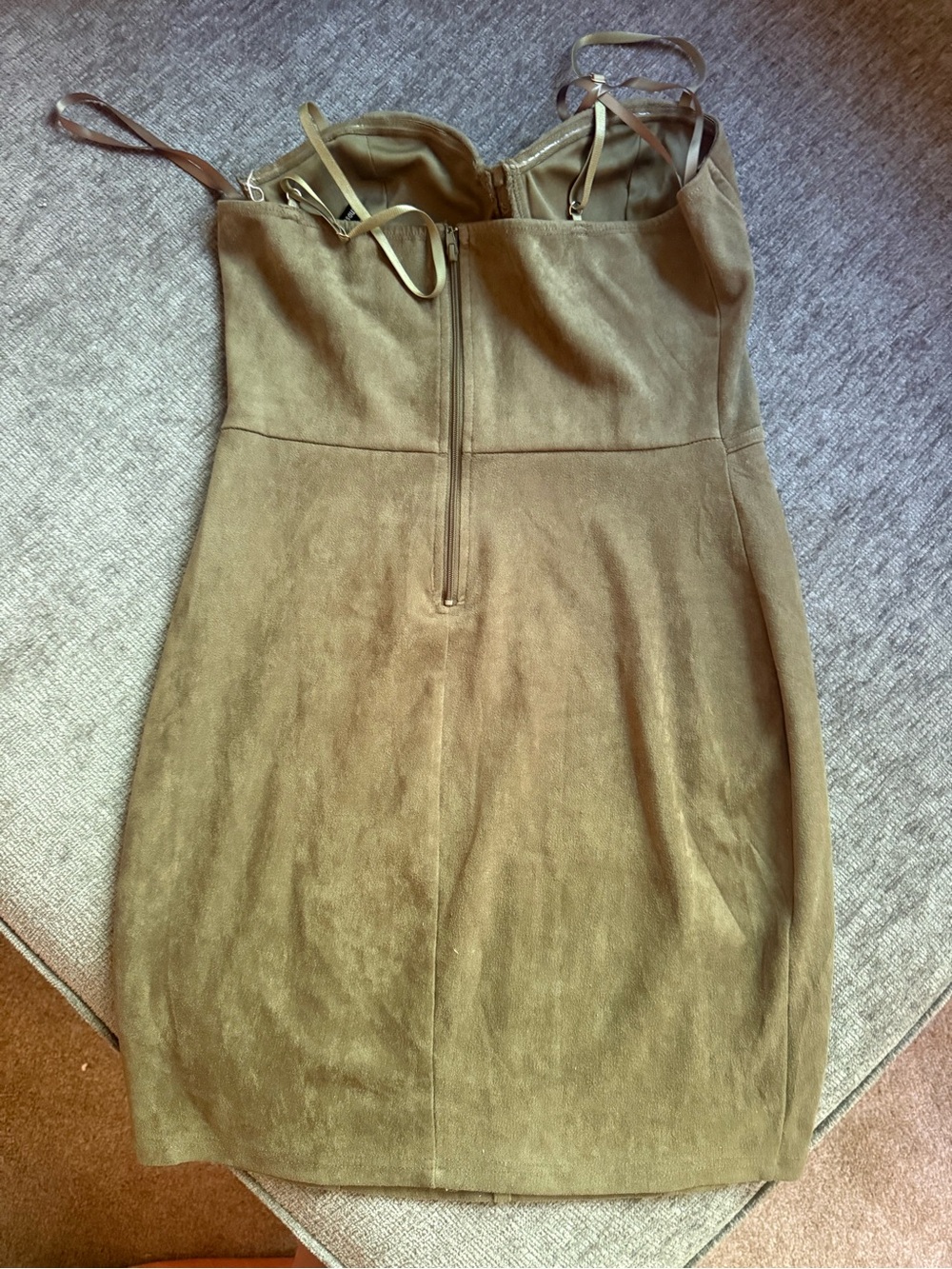 Windsor Olive Suede Bustier Mini Dress - Picture 2 of 2